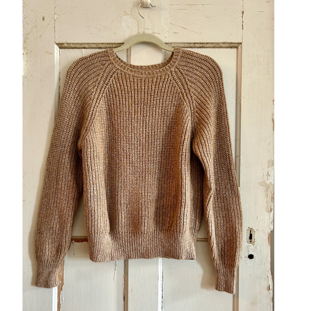 Mara Hoffman Fisherman Rib Crew Neck Sweater - Light Brown Melange - Size XXS